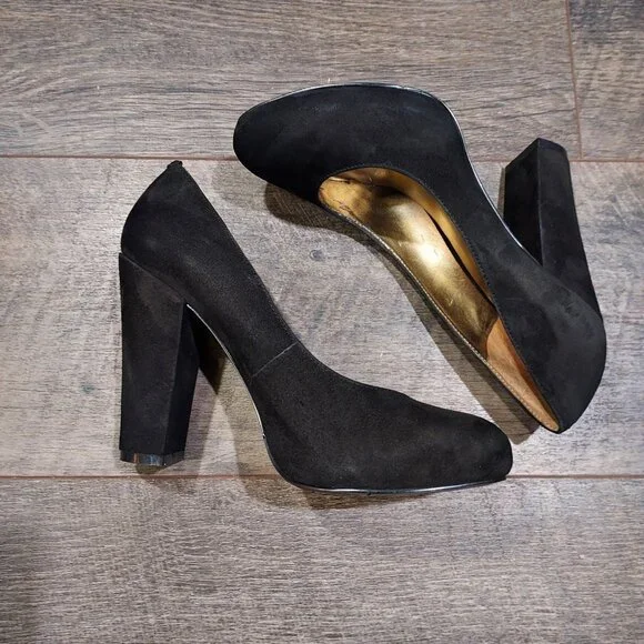Nine West Women Devika Black Suede Pumps US Size 7.5 Dressy Event Office - Picture 10 of 11